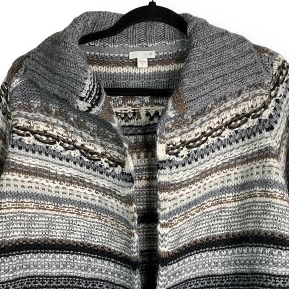 J. Jill Cardigan Sweater Wool Blend Fair Isle Nordic Striped Open Size Small - Picture 2 of 11